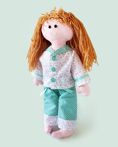 rag doll with pjs pajamas pyjamas pattern