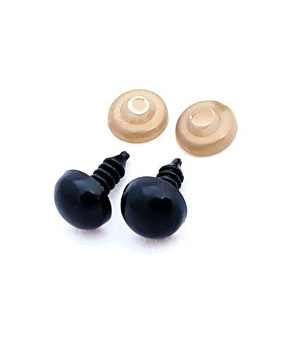 safety eyes 10mm 1 pair black plastic with washer